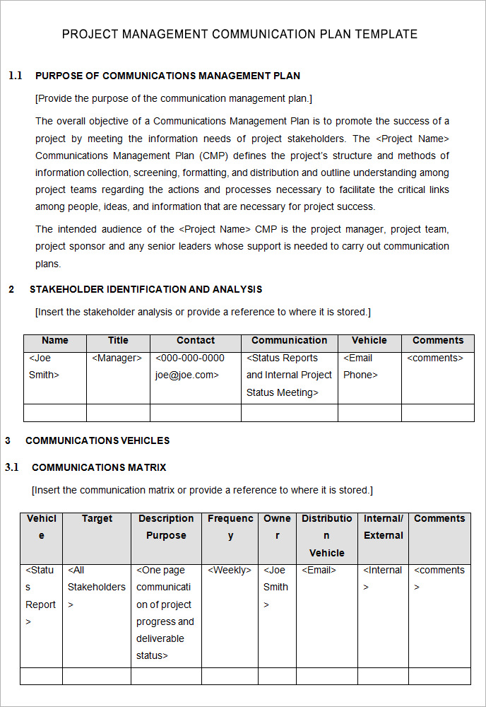 Project Management Communication Plan Template 7+ Free Word, Pdf 