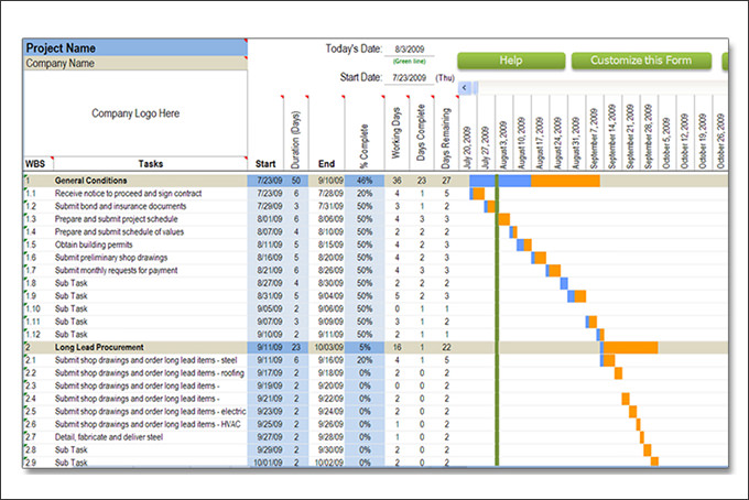 Construction Schedule Template Free Printable Schedule Template