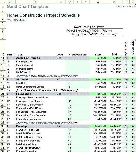 Construction Schedule Template Excel Free Download Construction 