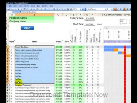 Construction Schedule using Excel Template YouTube