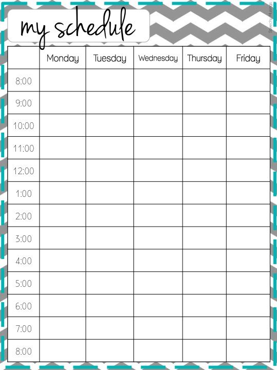 Cute Class Schedule Template – printable schedule template