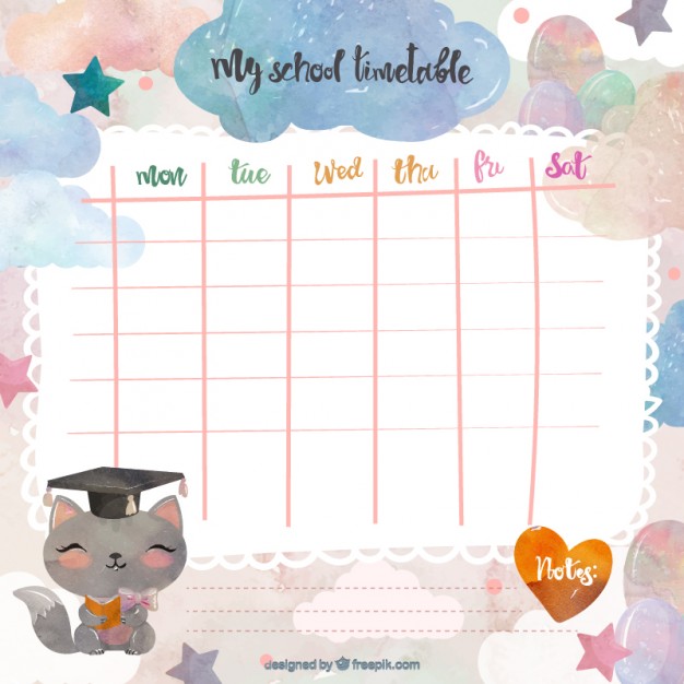 Cute school timetable Vector | Free Download