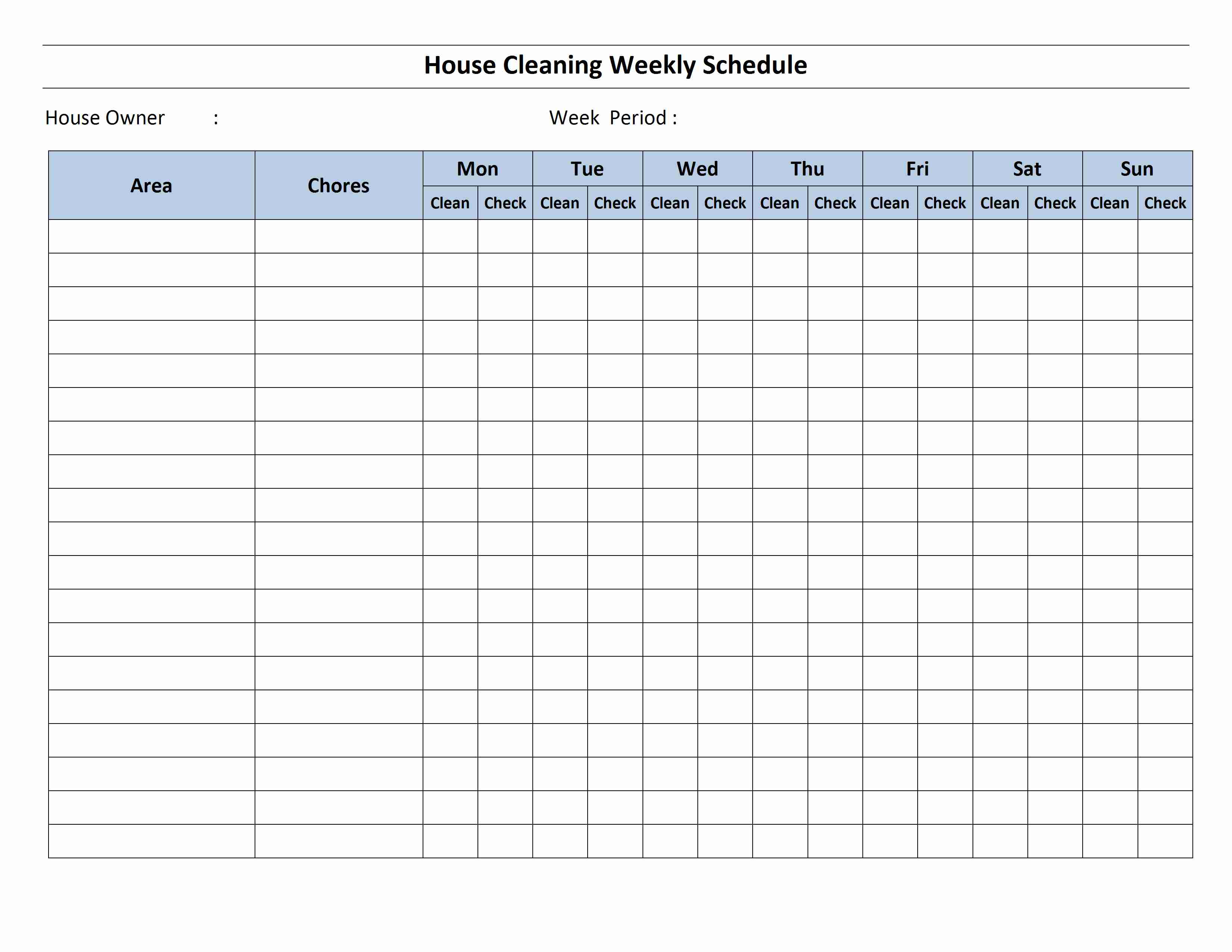Cleaning Schedule Template | aplg planetariums.org