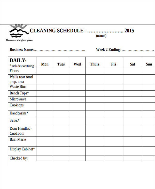 13+ Restaurant Cleaning Schedule Templates 6+ Free Word, PDF 