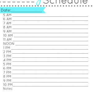 printable daily schedule template for Kids and Elementary School 
