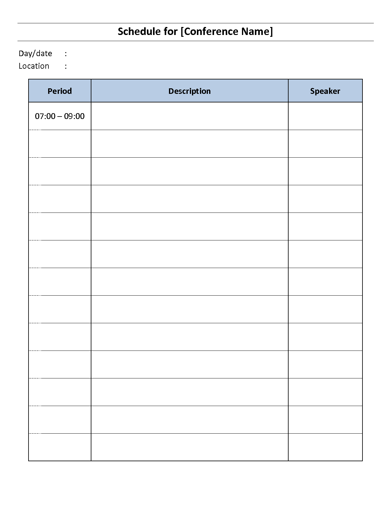 Awe inspiring Conference Daily Schedule Template Sample By 