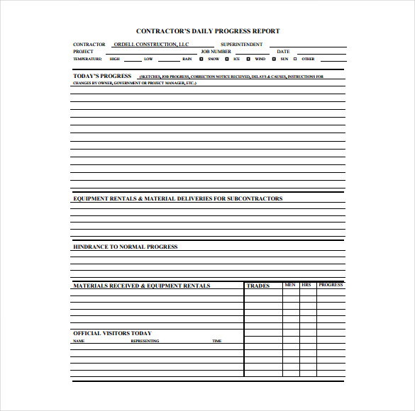 Daily Construction Report Template 32+ Free Word, PDF Documents 