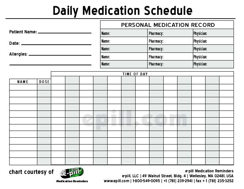 Free DAILY Medication Schedule / Free DAILY Medication Chart (to 