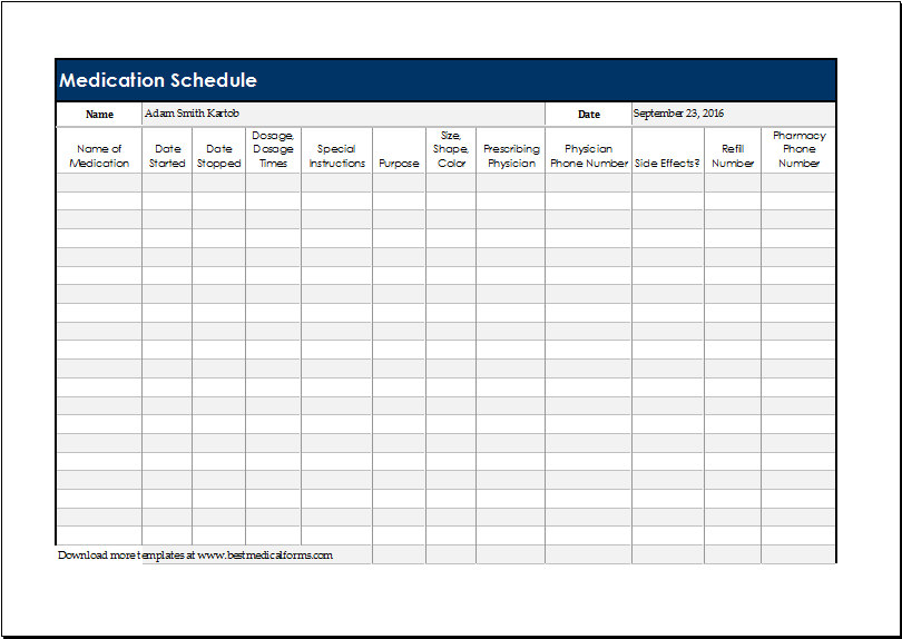 Medication Schedule Template 14+ Free Word, Excel, PDF, Format 