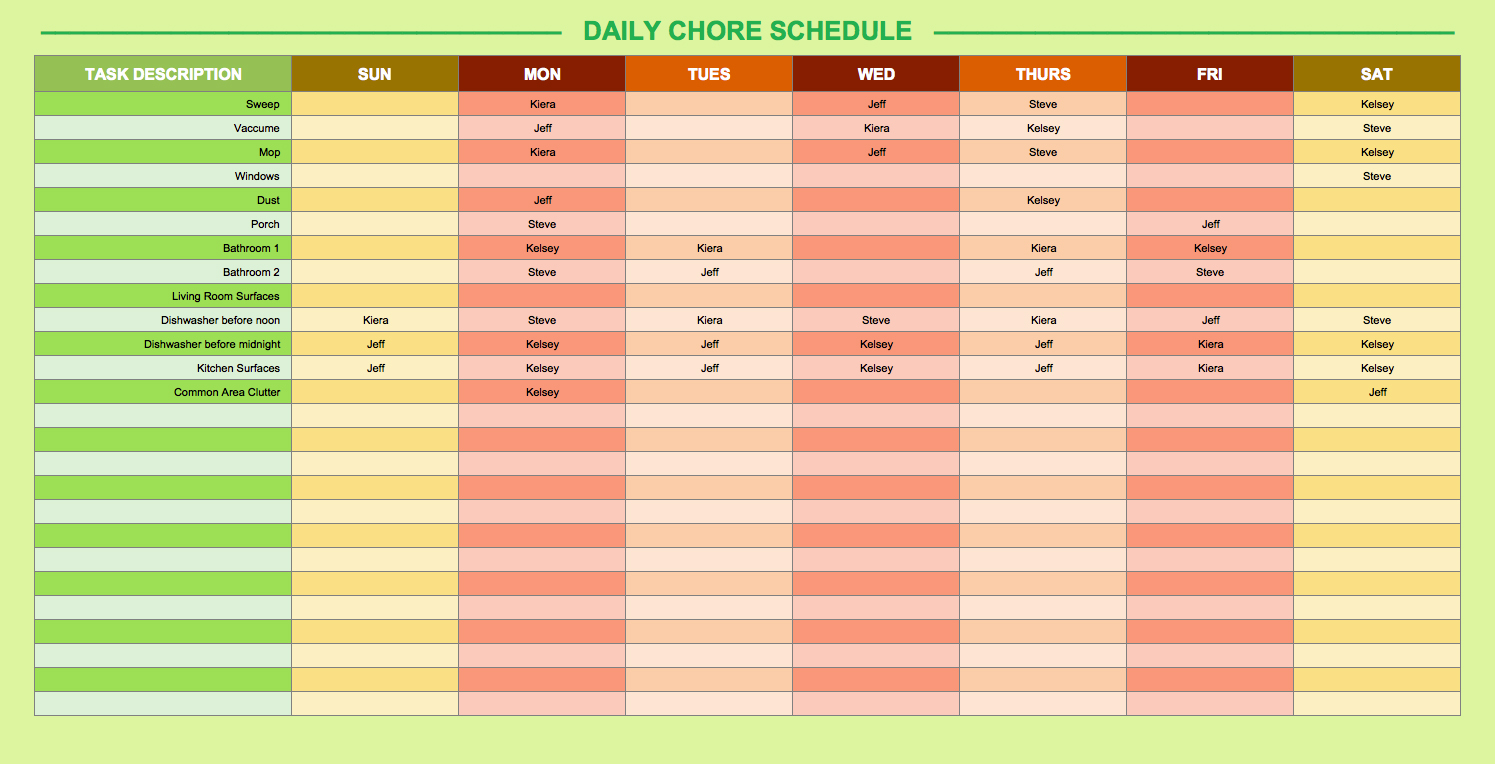 Free Schedules for Excel | Daily Schedules | Weekly Schedules