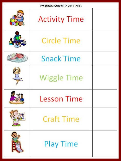 Pin Free Preschool Daily Schedule Template Tattoo Re Downloads