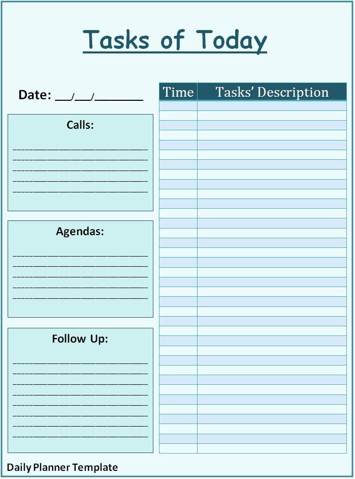 Daily Planner Template 28+ Free Word, Excel, PDF Document | Free 