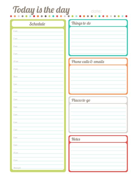 Daily Schedule Template Free Printable