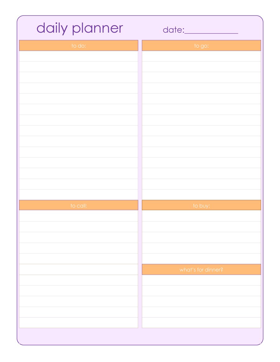 Free Printable Daily Planner Templates