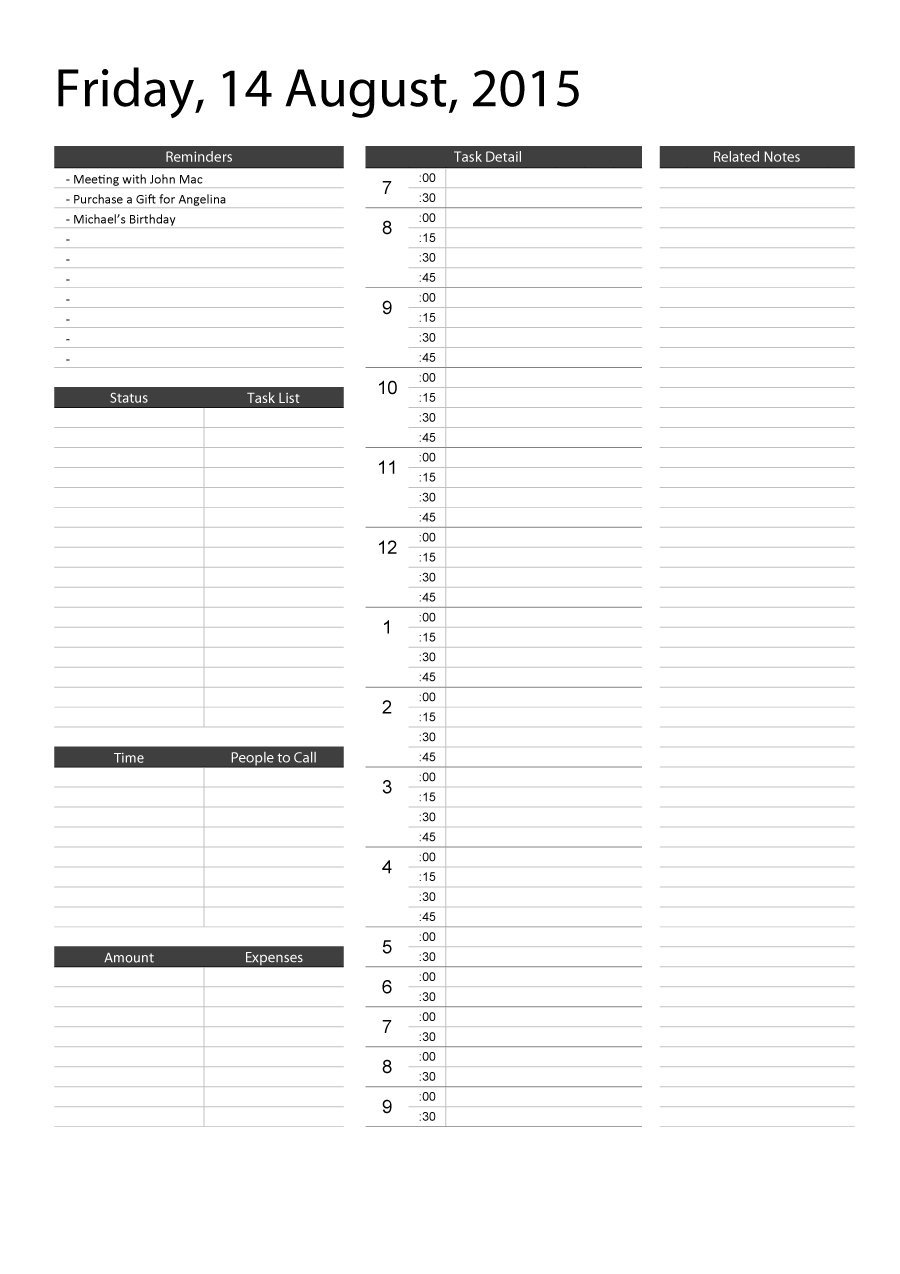 Printable Daily Planner Templates