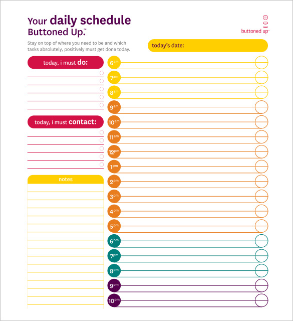 Daily Schedule Template 34+ Free Word, Excel, PDF Documents 