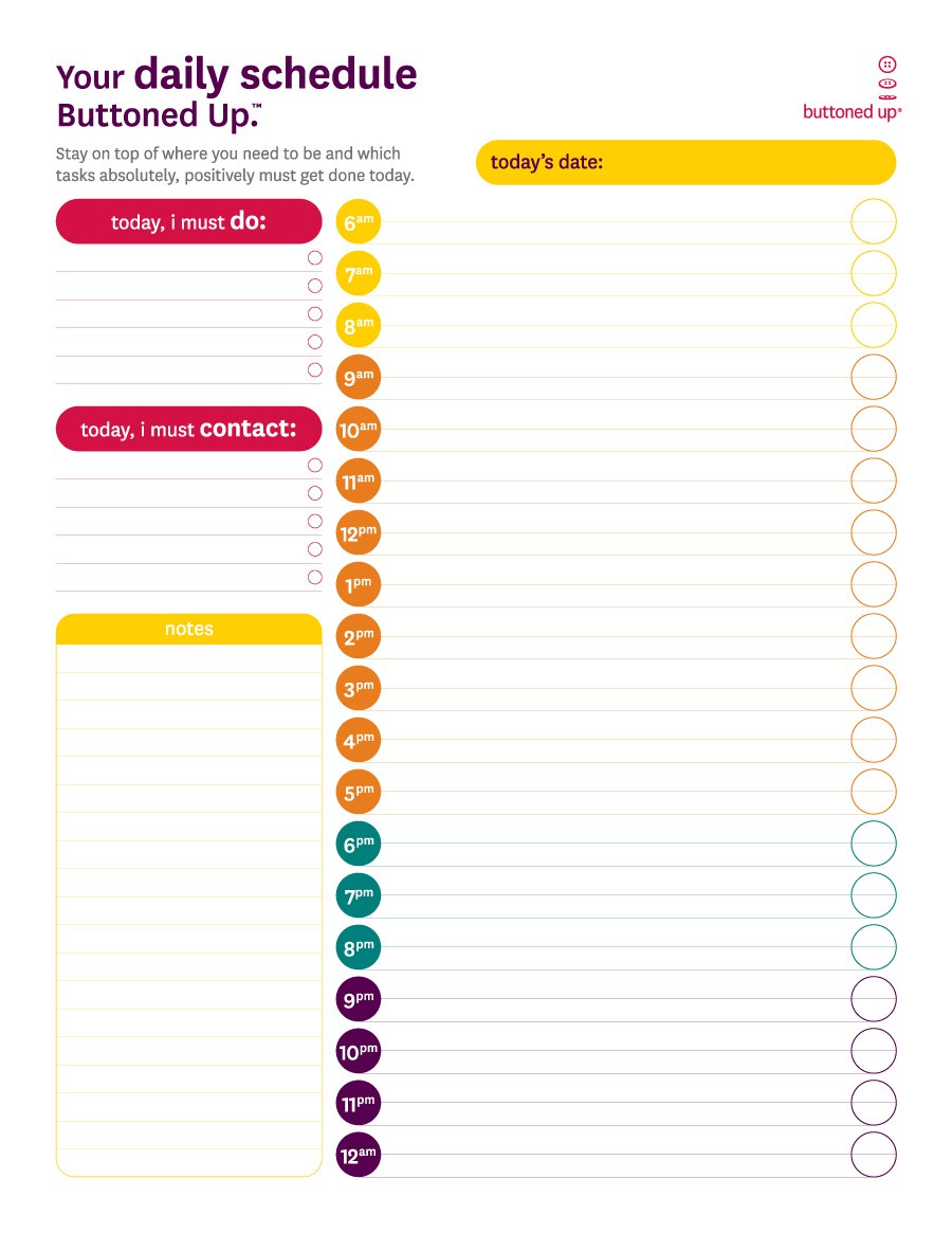 Daily Schedule Template Printable Free