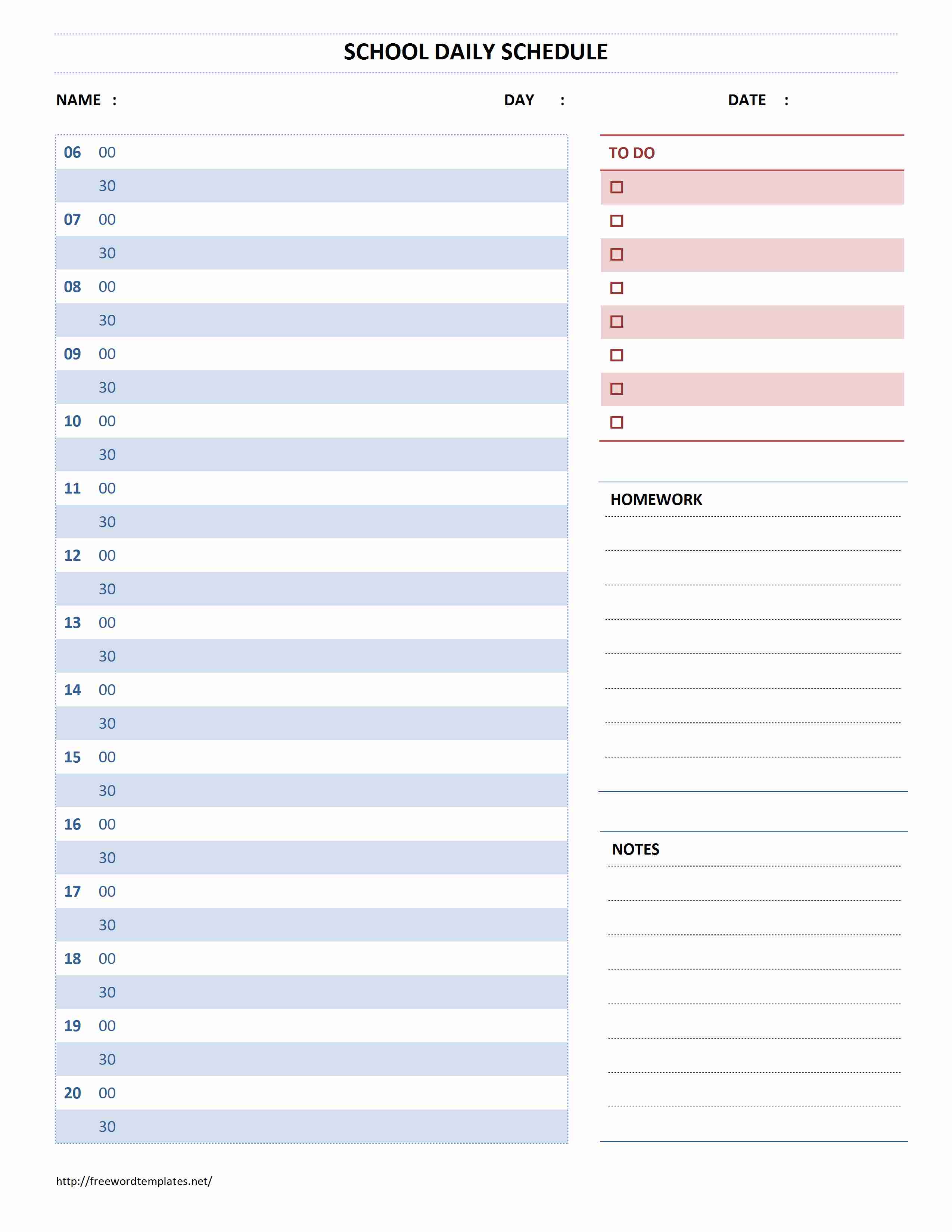 Daily Planner Template Word | printable planner template