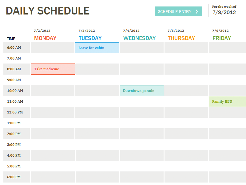 Excel Template Daily Schedule Template by ExcelMadeEasy