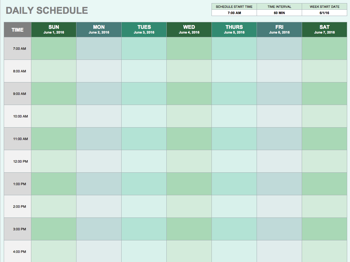 Free Daily Schedule Templates for Excel Smartsheet