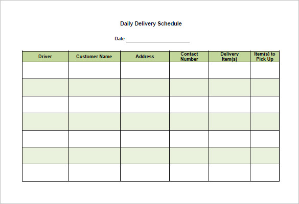 Delivery Schedule Templates