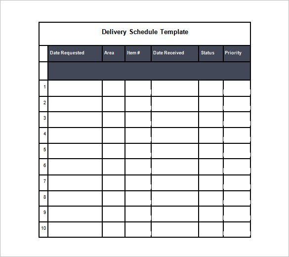 Delivery Schedule Template Excel – printable schedule template