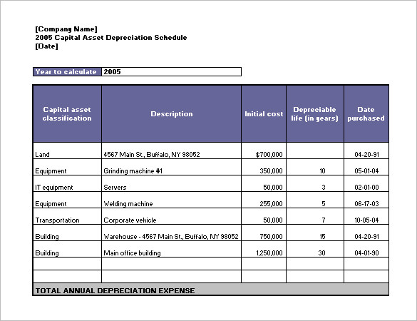 Depreciation Schedule Template 9 Free Templates Schedule Templates