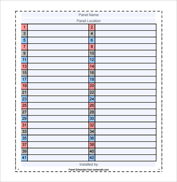 Panel schedule template good portray loadcalc electrical excel 