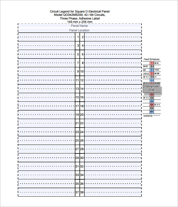 Electrical Panel Schedule Template Pdf printable schedule template