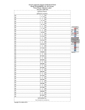 electrical panel schedule template pdf 