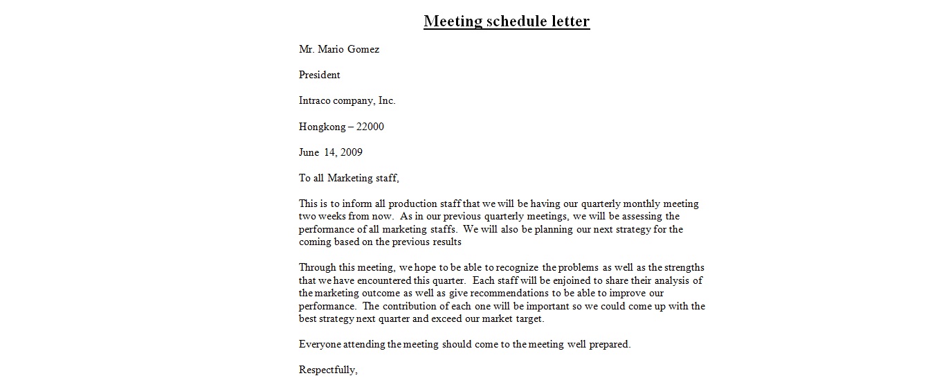 Schedule A Meeting Email Template
