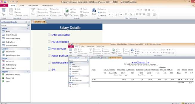 Download Employee Microsoft Access Templates and Access Database 