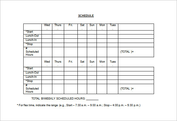 Employee Lunch Schedule Template – printable schedule template