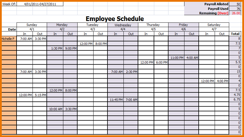 Free Work Schedule Templates for Word and Excel