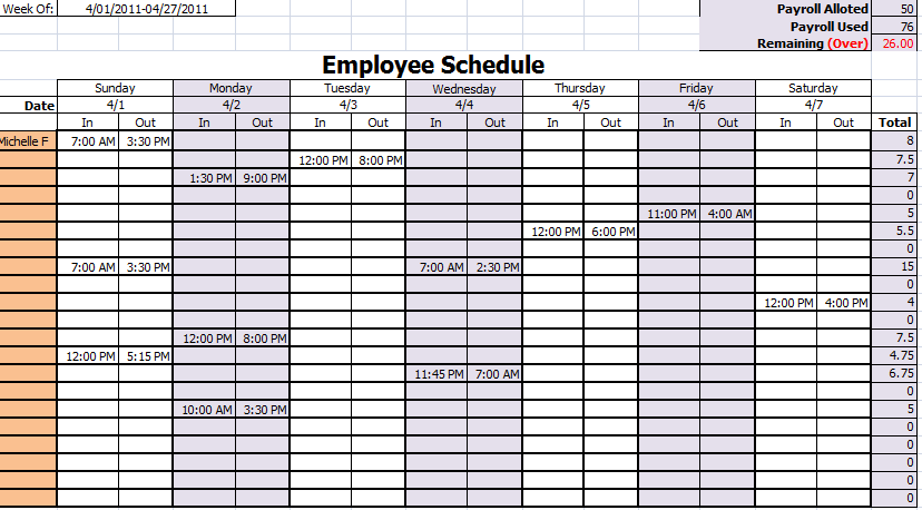 Free Work Schedule Templates for Word and Excel