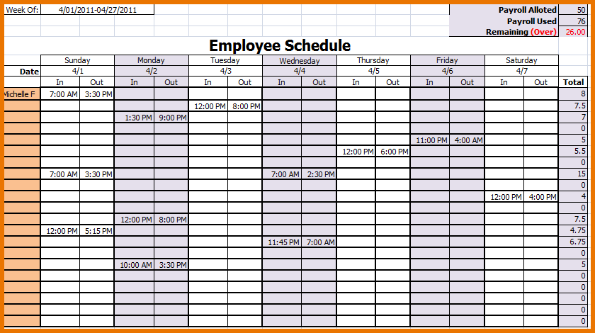 employee monthly schedule Londa.britishcollege.co
