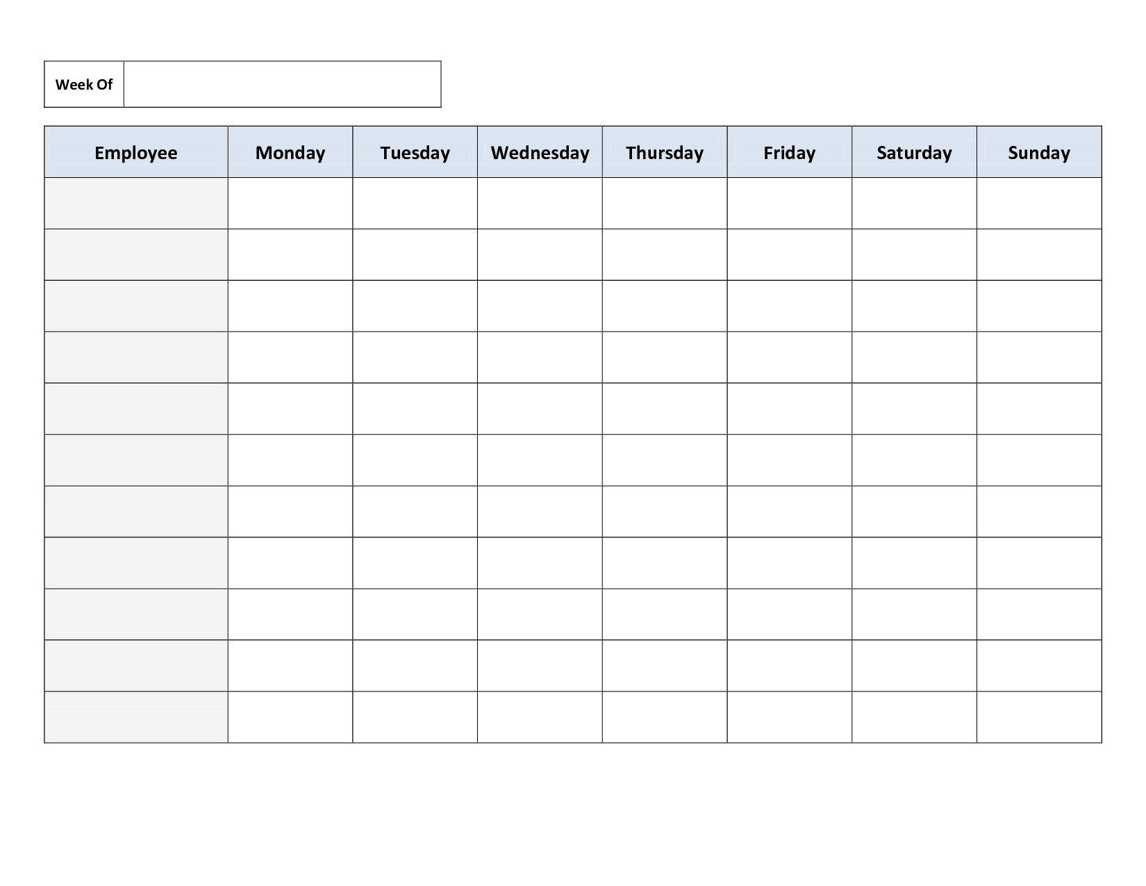 Free Work Schedule Templates for Word and Excel