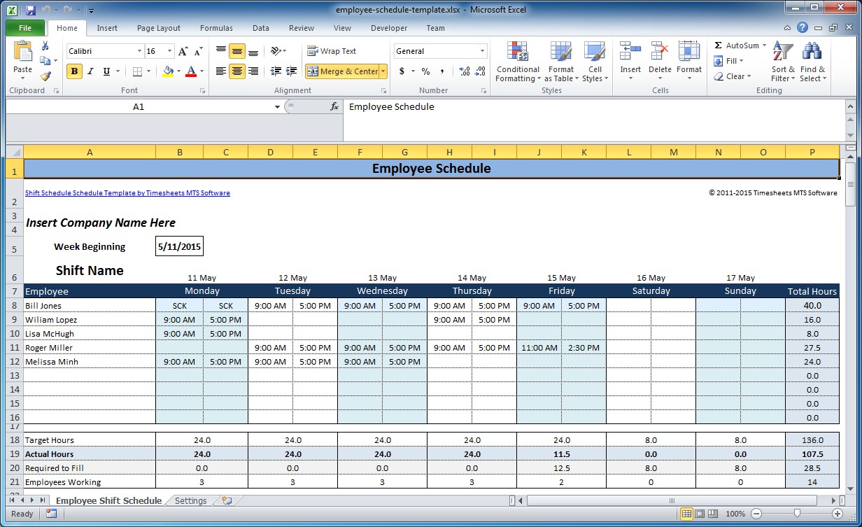 Free Excel Employee Scheduling Template | When I Work