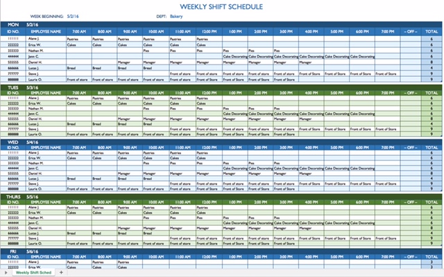 Free Weekly Employee Shift Template For Excel