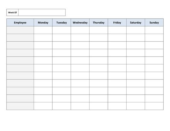 Free Printable Work Schedules | Weekly Employee Work Schedule 