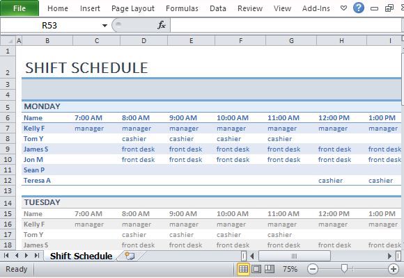 Free Employee and Shift Schedule Templates