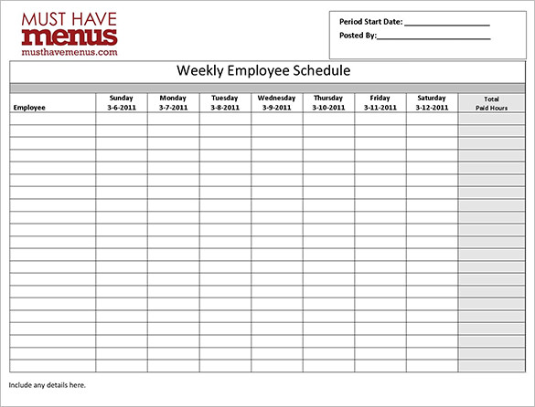 Free Weekly Employee Shift Template For Excel