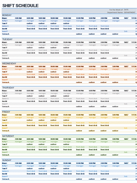 Free Work Schedule Templates for Word and Excel