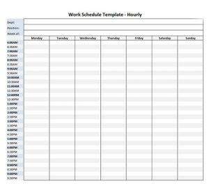 Excel Schedule Template Hourly | printable schedule template