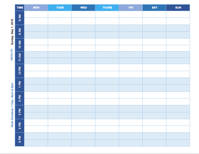 Free Weekly Schedule Templates for Excel 18 templates
