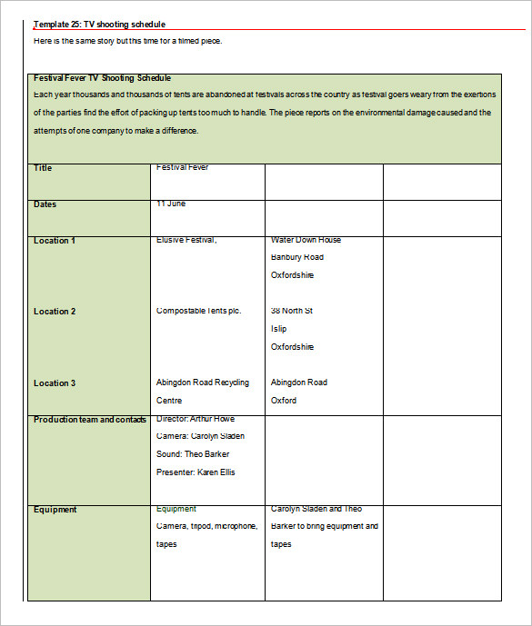 Schedule Template Word, Excel, PDF Format