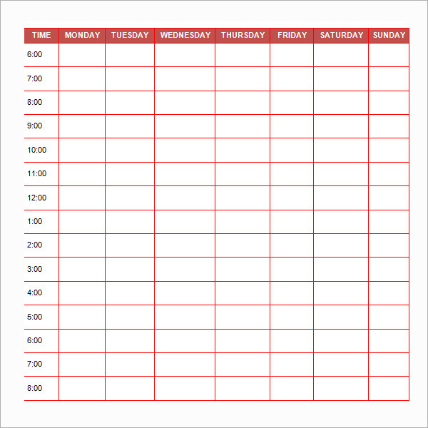 Sample Printable Daily Schedule Template 23+ Free Documents in 