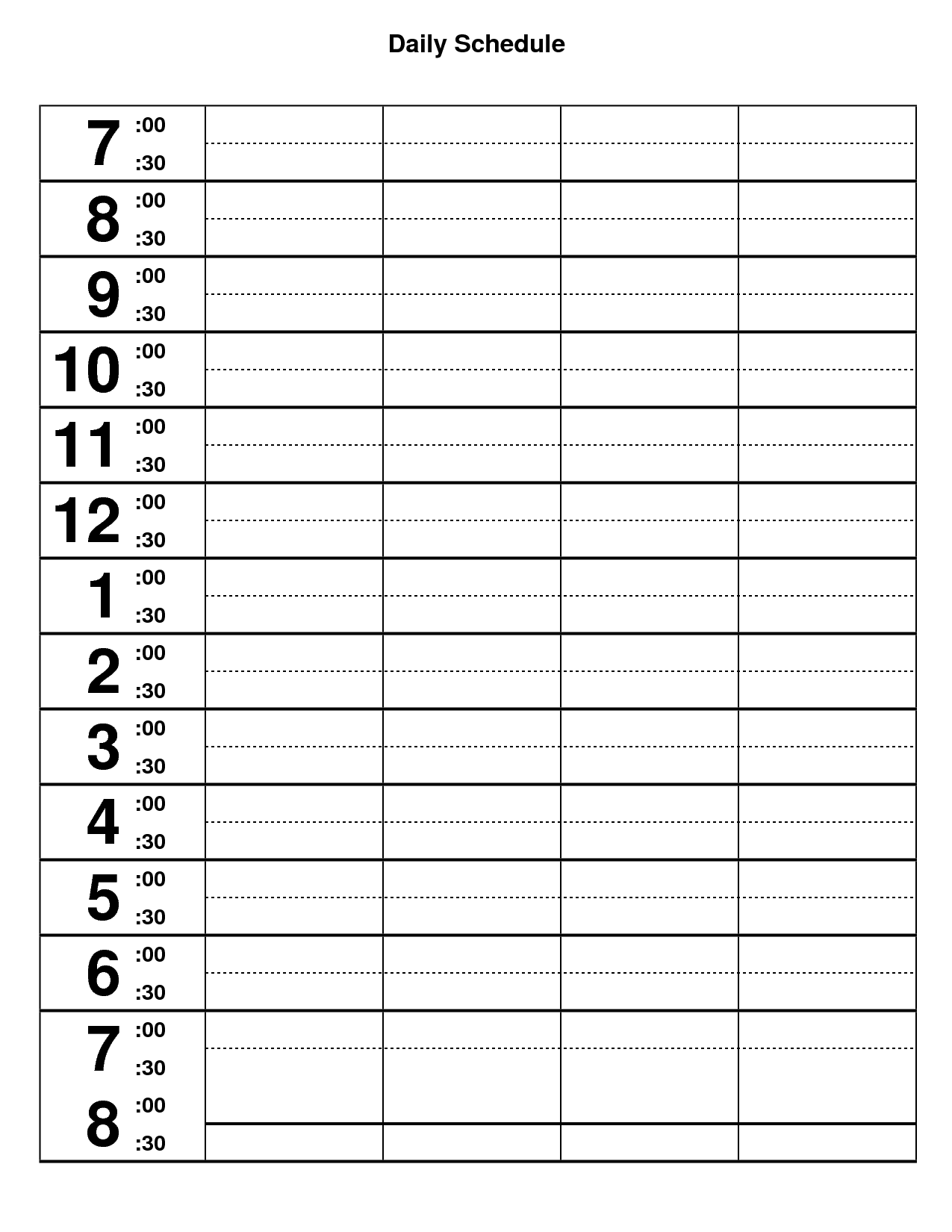 Editable Daily Schedule Template Example : V m d.com