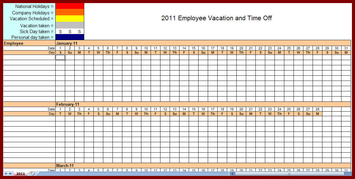 Printable Monthly Work Schedule Template