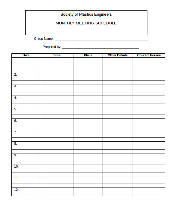 Monthly Work Schedule Template 25+ Free Word, Excel, PDF Format 